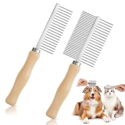 1Pcs Pet Wooden Handle Comb Cats/Dogs Stainless Steel Beauty Comb Pet Hair Removal Cleaning Tool Portable Dog Massage Accessory