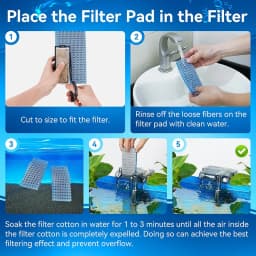 Aquarium 8D Filter Media Sponge Pad, Reusable Multi-Layer Foam Filter Floss for Pond Shrimp Fry Fish Tank Filters Accessories