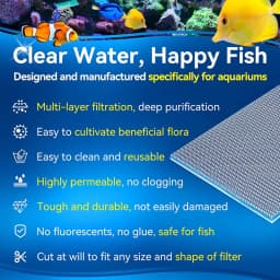 Aquarium 8D Filter Media Sponge Pad, Reusable Multi-Layer Foam Filter Floss for Pond Shrimp Fry Fish Tank Filters Accessories