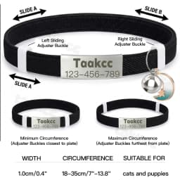 Personalized Elastic Cat Collar with Bell Moon & Safety Buckle Customized Name tag Puppy Kitten Necklace Free Engraved