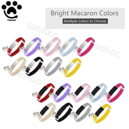 Personalized Elastic Cat Collar with Bell Moon & Safety Buckle Customized Name tag Puppy Kitten Necklace Free Engraved