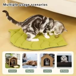 Stylish Leaf Pet Cushion Reversible Soft Washable Non Slip Bed Mat for Cats Dogs Indoor Travel Camping Comfort Travel Gear