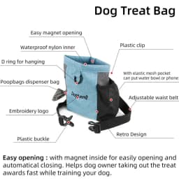 Dog Treat Bag Pet Snack Pouch with Waist Belt Training Walking Portable Outdoor Walking Dog Snack Bag Pet Storage Waist Pack