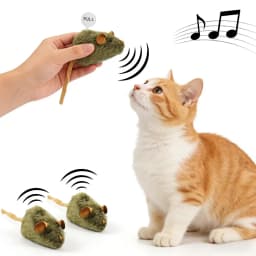 Interactive Squeaky Mouse Cats Toy Plush Realistic Funny Self Play Automatic Chirping Durable Bite Resistant Pet Cat Kitten Toys