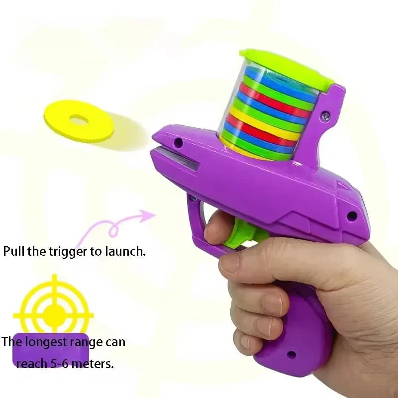 Pet Flying Disc Launcher Toy Durable Chew Resistant Interactive Play Toy with 15 Reusable Foam Discs for Cats Dogs