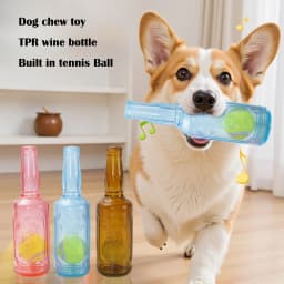 Dog Chew Toy TPR Bite-resistance Beer Bottle with Tennis Ball Toy Puppy Teeth Grinding dog Chewing Squeaky Interactive Toys