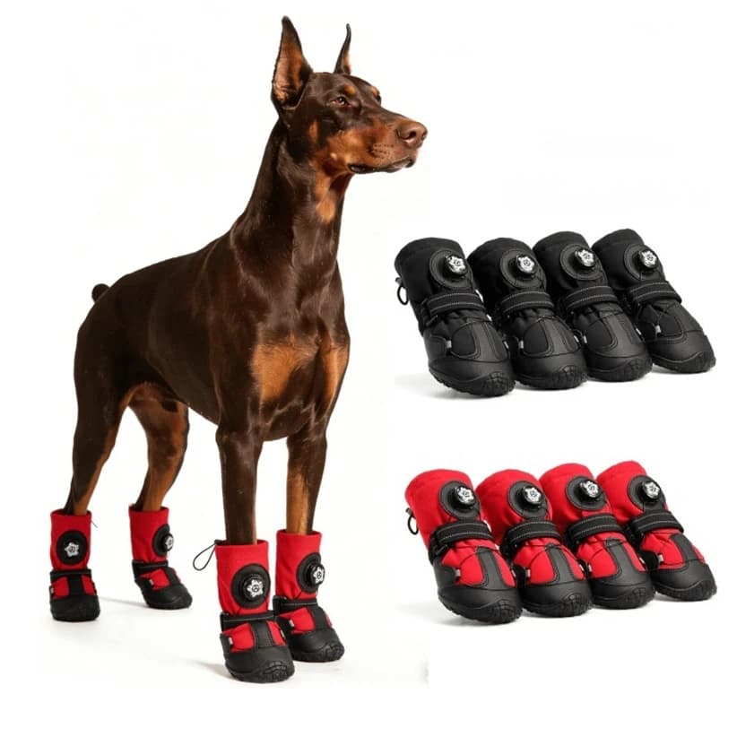 Heavy-Duty Dog Boots with Rotating Dial for Med Large Dogs Anti-Slip Waterproof Outdoor Dog Boots Paw Protector Hike Snow&Street