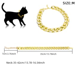 Pet Big Gold Chain Collar Adjustable Premium Dog Necklace & Cat Collar For High-End Aesthetic Richer Style Decorations Collar