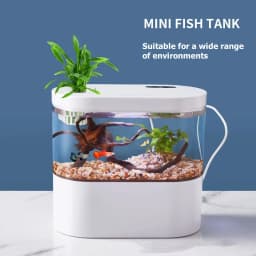 Mini Desktop Aquarium Fish Tank with Biochemical Filtration System and LED No-Change Water Integrated Ecological Water Cycle Hom
