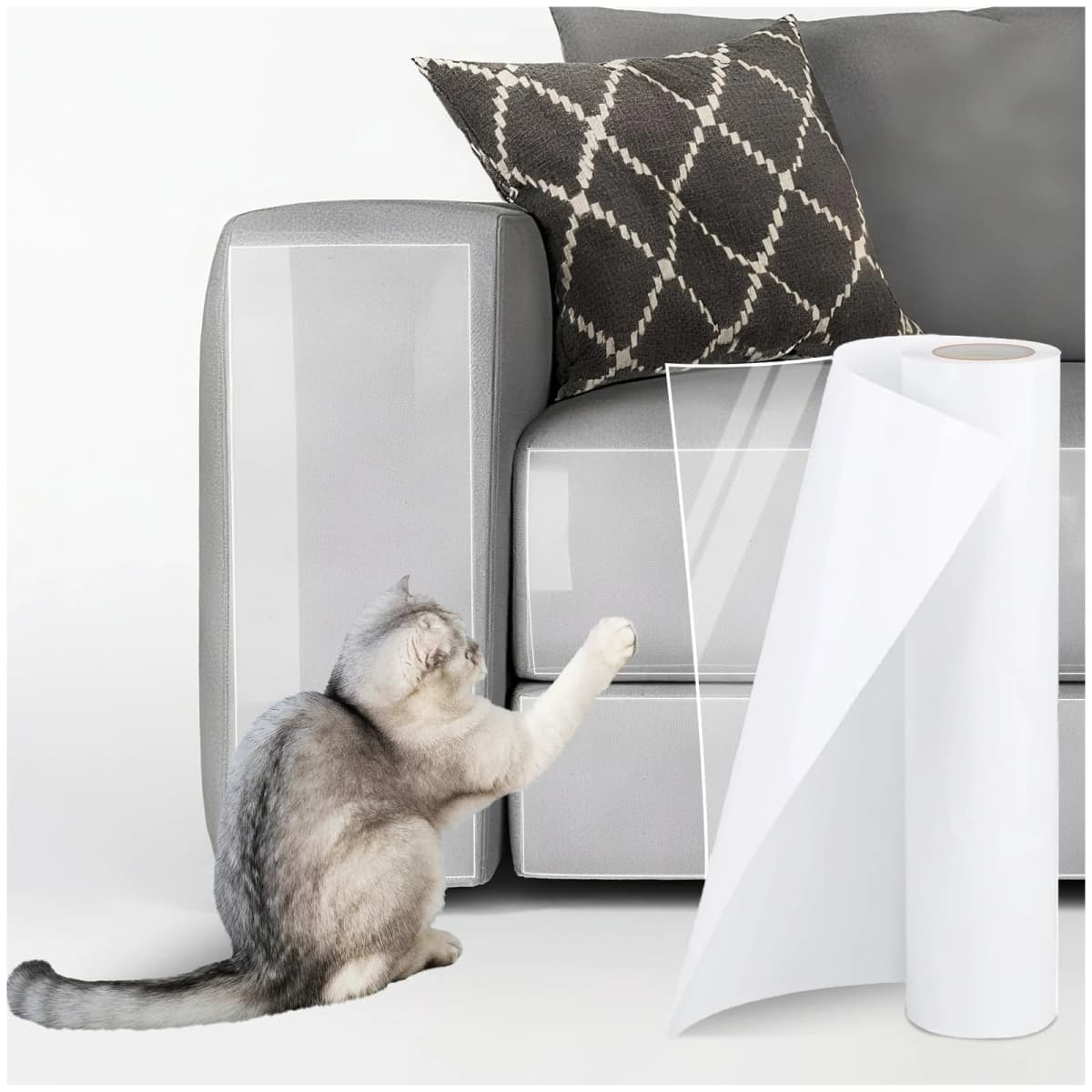 Generic Cat Scratch Furniture Protector Thick Vinyl Couch Protector Clear Self-Adhesive Cat Tape for Furniture Sofa Door Walls