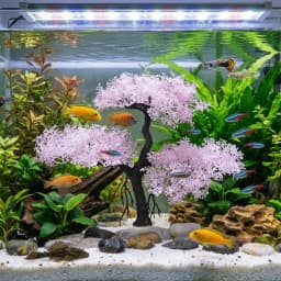 Realistic Aquarium Cherry Blossom Underwater Scene Simulation Cherry Blossom Tree Natural Look Plastic Landscape Tree