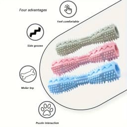 Durable Dog Chew Stick, Toothbrush for Tooth Cleaning And Massage - Soft Pet Toy
