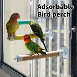 1 Set Suction Cup Bird Perch for Window Glass Mirror Portable Parrot Standing Bar Budgie Pet Travel Toy Accessory Boredom Relief