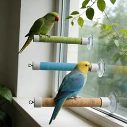 1 Set Suction Cup Bird Perch for Window Glass Mirror Portable Parrot Standing Bar Budgie Pet Travel Toy Accessory Boredom Relief