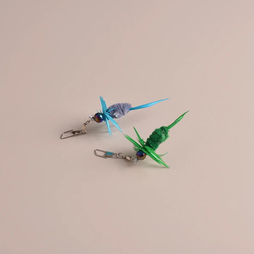 2pcs Artificial Insect Pet Toys Cat Teaser Replacement Head Wand Accessories