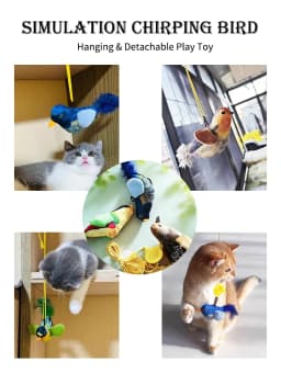 Interactive Chirping Bird Cat Toy Hanging Teaser Wand For Kitten Self Entertaining Anti Boredom Bite Resistant Pet Play Toy