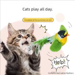 Interactive Chirping Bird Cat Toy Hanging Teaser Wand For Kitten Self Entertaining Anti Boredom Bite Resistant Pet Play Toy