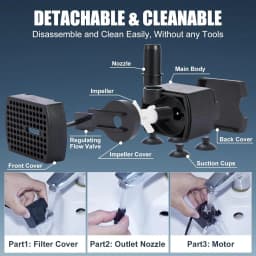 80GPH 300L/H Submersible Water Pump 5W Ultra Quiet Adjustable Flow IPX8 for Aquarium Fish Tank Pond