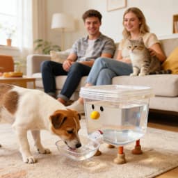 Automatic Smile Face Pet Water Dispenser,Cartoon Fountain Design,Multifunctional Bowl For Cat Dog Puppy Home Living Room Feeding