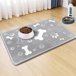 Diatomaceous Mud Pet Placemat Absorbent Water Bowl & Food Mat with Waterproof Quick-Dry Rubber Backing Non-Slip for Home Use