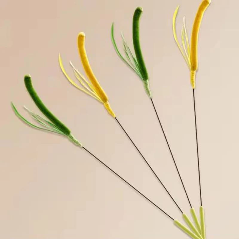 Kimpets Cat Dog Tail Grass Dog Sage Feather Long Pole Cat Teasing Stick Bite Resistant Self Soothing Tool Cat Toy Pet Supplies