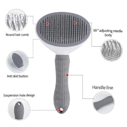 One-Click Pet Hair Removal Comb for Effortless Grooming of Dogs and Cats - Float Hair Removal Slicker Brush with Automatic Funct
