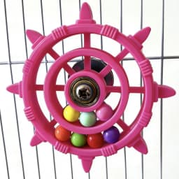 Rudder Shaped Parrot Spinner Rattle Toy Colorful Beads Bite Resistant Bird Cage Toy Plastic Parrots Rotating Toys Entertainment