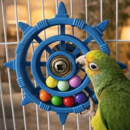 Rudder Shaped Parrot Spinner Rattle Toy Colorful Beads Bite Resistant Bird Cage Toy Plastic Parrots Rotating Toys Entertainment