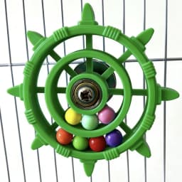 Rudder Shaped Parrot Spinner Rattle Toy Colorful Beads Bite Resistant Bird Cage Toy Plastic Parrots Rotating Toys Entertainment
