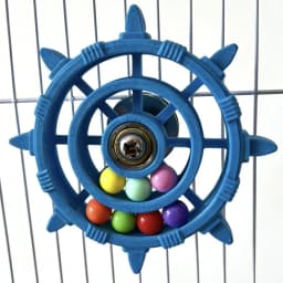 Rudder Shaped Parrot Spinner Rattle Toy Colorful Beads Bite Resistant Bird Cage Toy Plastic Parrots Rotating Toys Entertainment