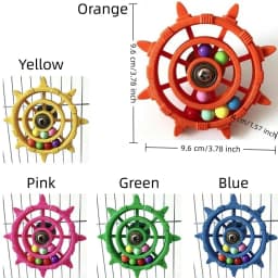 Rudder Shaped Parrot Spinner Rattle Toy Colorful Beads Bite Resistant Bird Cage Toy Plastic Parrots Rotating Toys Entertainment