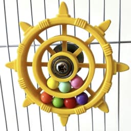 Rudder Shaped Parrot Spinner Rattle Toy Colorful Beads Bite Resistant Bird Cage Toy Plastic Parrots Rotating Toys Entertainment