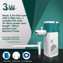 Quiet Aquarium Internal Filter - 4-in-1 Submersible Filter with Oxygen Pump for Small Tanks, Ultra Silent 30dB, High Efficiency