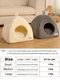 New Triangle Closed Cat Bed Warm Thickened Pet Nest Deep Sleep Cave House For Cats & Small Dogs Bed Cat Tents