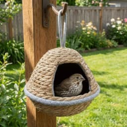 Cottage Style Weaved Bird House Breathable Hand-Woven Hanging Parrot Nest Vintage Outdoor Bird Shelter Outdoor Garden