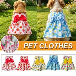 Dog Princess Dress Summer Kitten Pet Skirt Cute Printed Bow Lace Dog Dresses for Small Medium Puppies Poodle Chihuahua Apparel