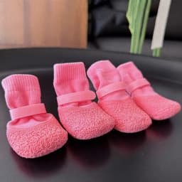 4Pcs/Set Portable Anti-slip Dog Shoes Waterproof Adjustable Dog Foot Cover Breathable Anti-dirty Pet Boots Autumn Winter