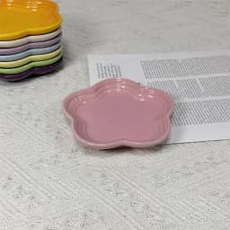 14cm Rainbow Plum Blossom Ceramic Dish Cat Feeding Flower Shaped Bowl Multi-purpose Bone Spitting Tray Dipping Sauce Plate