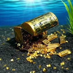 Fish Tank Landscape Decor Kit Mini Pirate Treasure Chest with Gold Coins Gold Bars Simulation Aquatic Plants Aquarium Decor