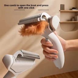 Pet Hair Removal Comb Curved Stainless Steel Teeth for Dogs Cats Detangling Brush for Long Thick Hair Professional Grooming Tool