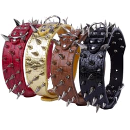 Width 2 Inch Anti-bite Spiked Dog Collars Adjustable PU Leather Necklace Heavy Duty Sharp Rivets Pet Collar Outdoor Dog Walking