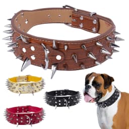 Width 2 Inch Anti-bite Spiked Dog Collars Adjustable PU Leather Necklace Heavy Duty Sharp Rivets Pet Collar Outdoor Dog Walking