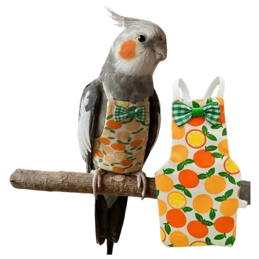 Parrot Cotton Diaper Washable Fruit Style Parrot Adjustable Bowtie Flight Suit Keep Birds Clean Breathable for Pet Bird Clothes