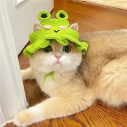 Cute Cat Hat Scarf Set Funny Pet Party Cosplay Headwear Delicate Hemming Pendant Decor Elasticity Knitted Hat Scarf Pet Supplies