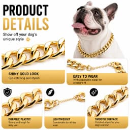 ABS Plastic Dog Collar Chain Diamond Inlay Sparkle Bulldog Necklace Cat Collars Pet Accessories Small Medium Large Dogs Golden