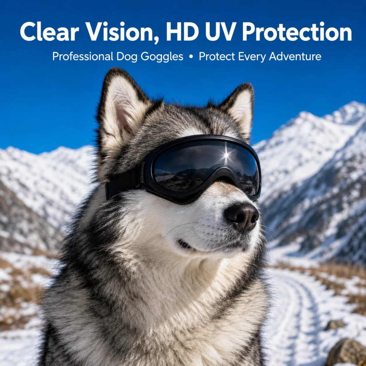 Black Adjustable Dog Pet Goggles, UV Protection Windproof Anti-glare Sunglasses for All Dog Breeds Outdoor Hiking Running Beach
