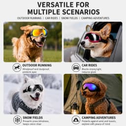 Black Adjustable Dog Pet Goggles, UV Protection Windproof Anti-glare Sunglasses for All Dog Breeds Outdoor Hiking Running Beach