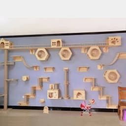 Wall Mounted Cat Climbing Shelf Wooden Hammock Bed Steps Perch Scratching Post Indoor Cat Furniture For Kitten Playing Sleeping