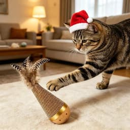 Self Playing Cat Toy Interactive Tumbler with Feather Teaser Wand Scratch Resistant Kitten Toys for Indoor Cats Boredom Relief