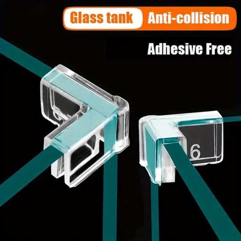 4pcs Transparent Silicone Fish Tank Corner Protectors - Adhesive-Free Anti-Collision Aquarium Guards Flexible & Durable for Safe